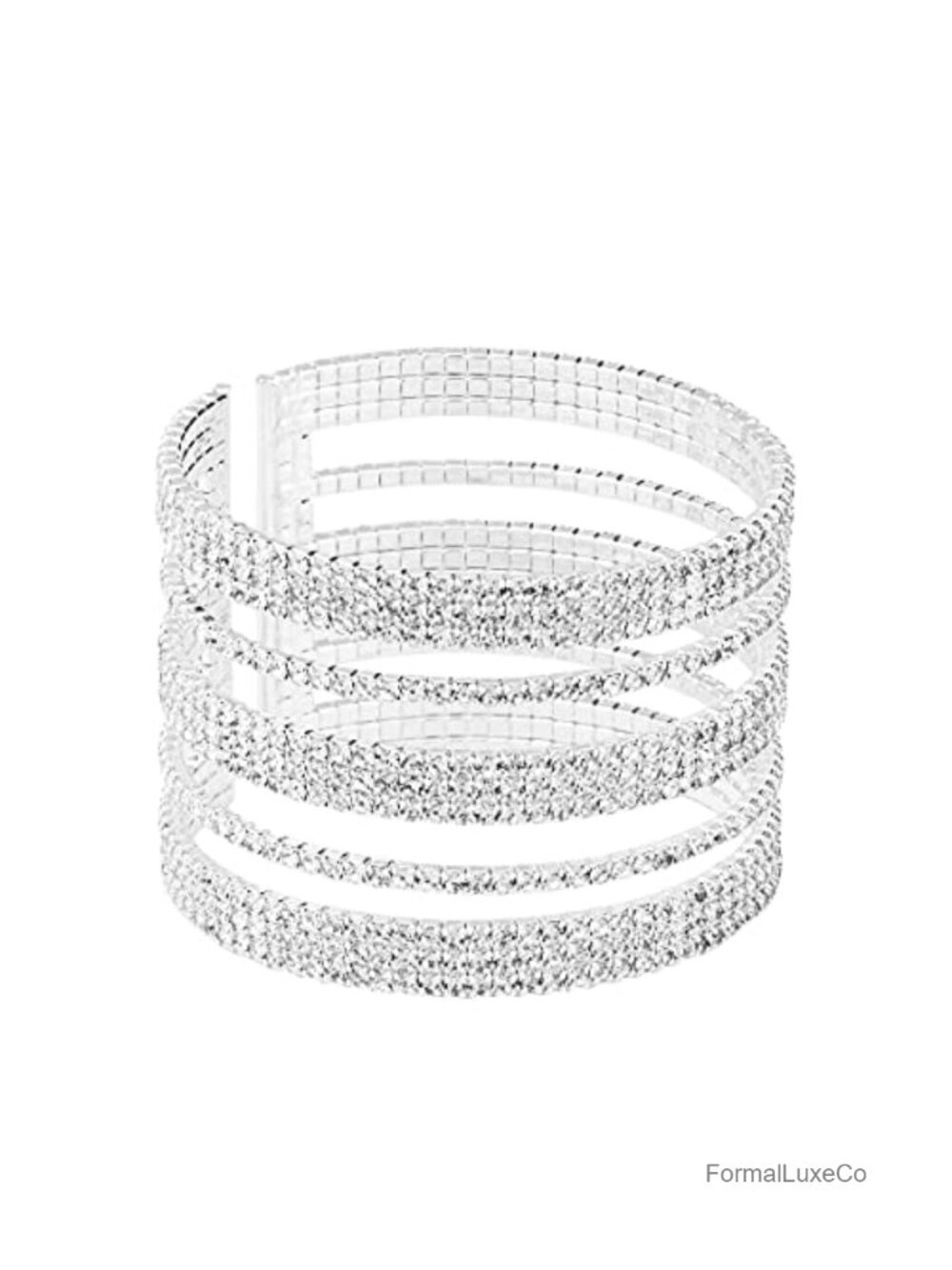 Crystal Rhinestone Cuff Bracelet, Multilayer Open Bangle for Women